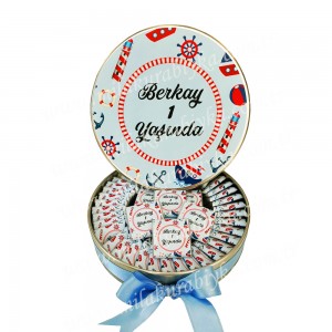 Deniz Temalı Doğum Günü Çikolatası - Metal Kutu 50'li